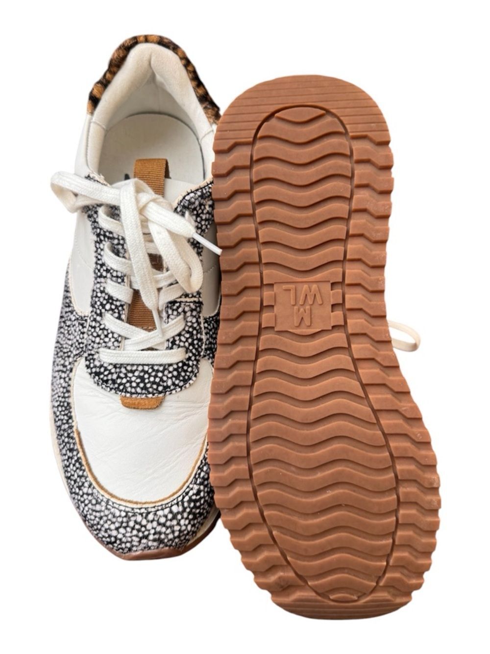 Madewell Kickoff Trainer Sneakers Olive Calf Hair Leather Size 8.5 Casual Retro - Picture 2 of 5